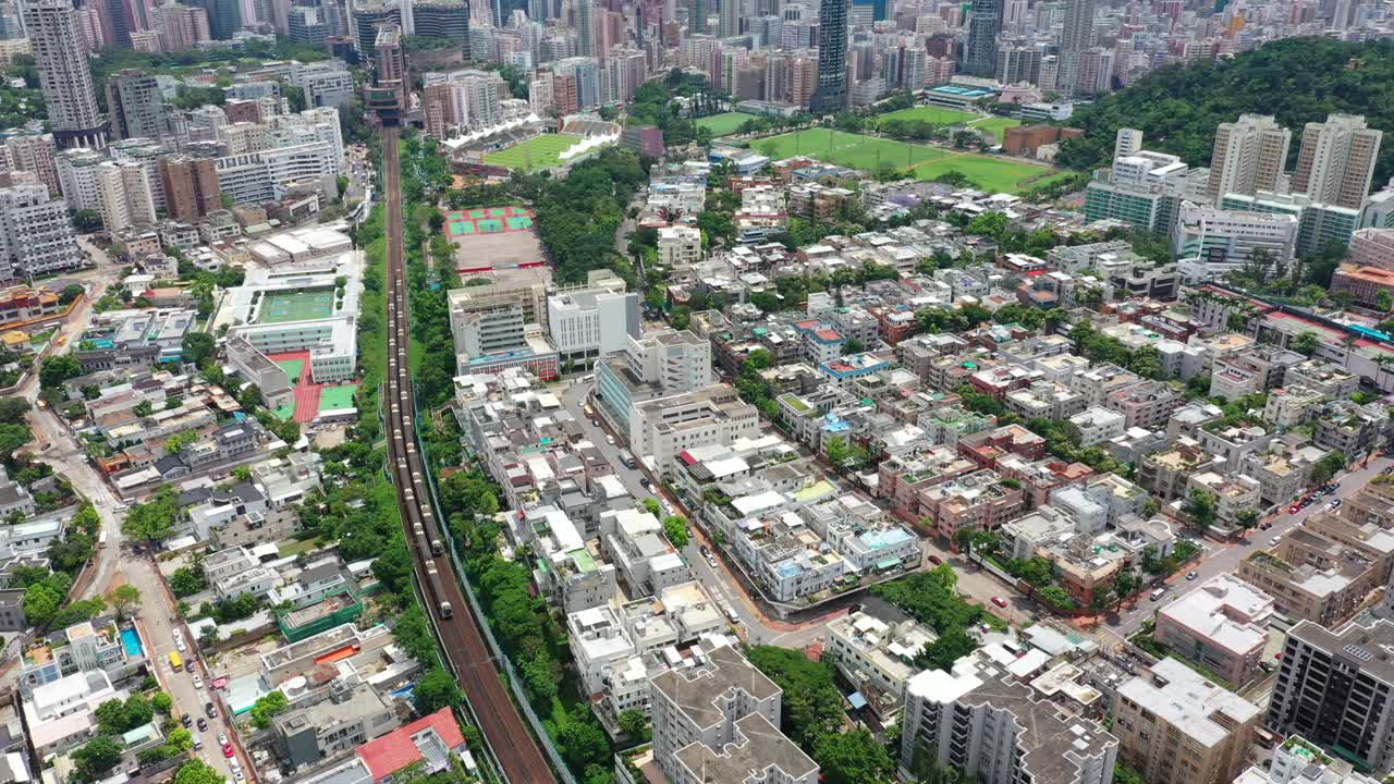 vista aérea del ferrocarril, kowloon, hong kong