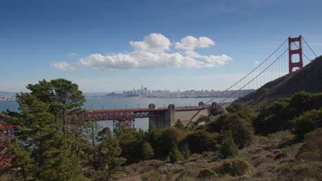 scenic drive on famous golden gate bridge in san francisco, california at daytime