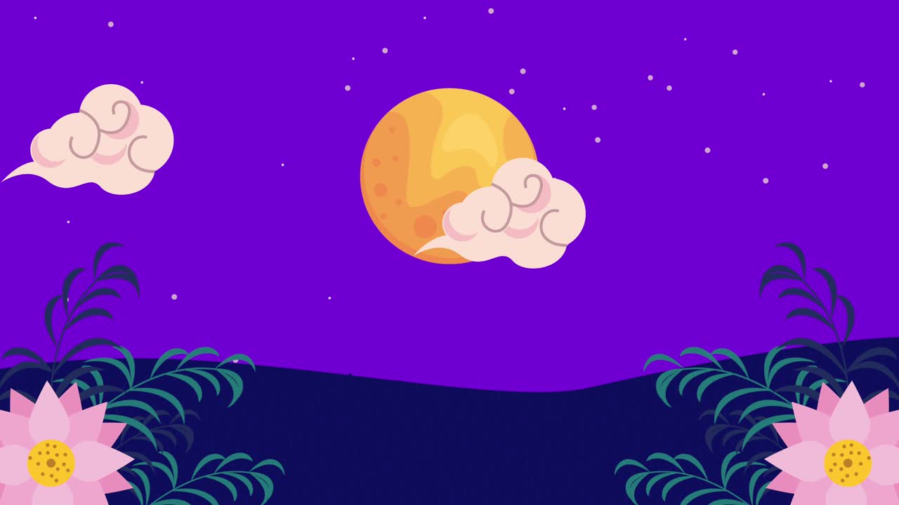 garden at night scene animation