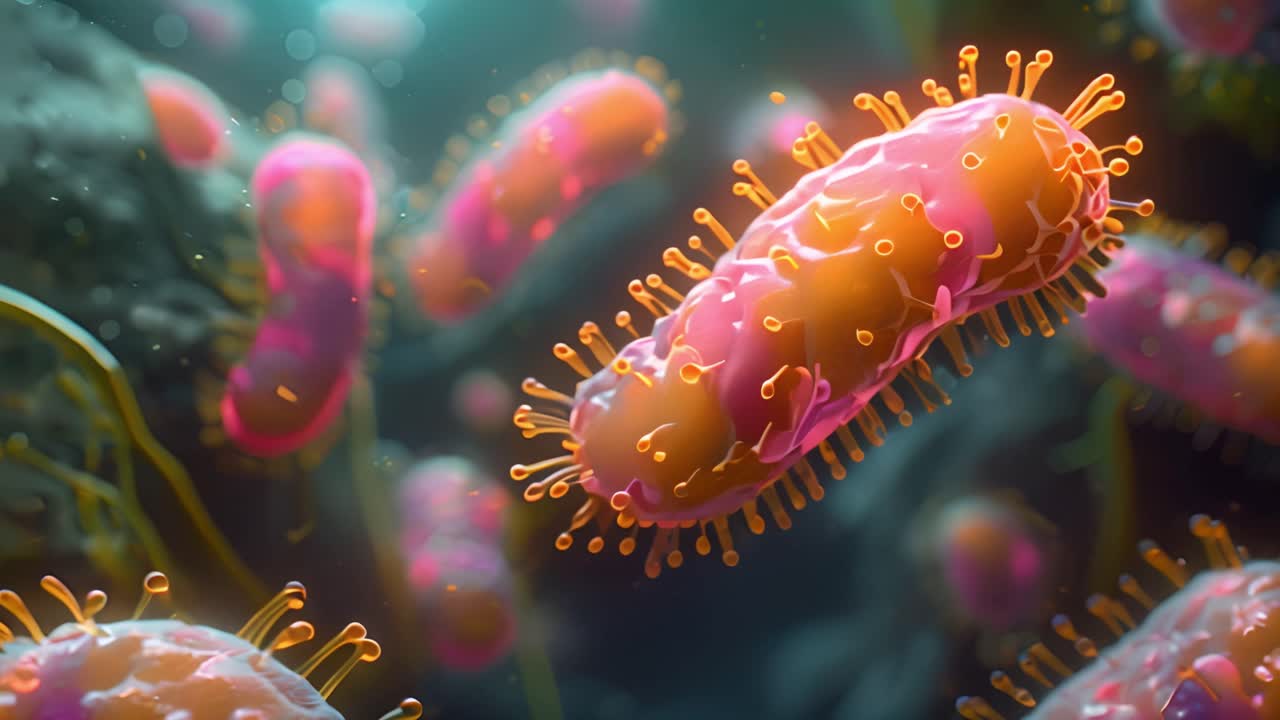 Microscopic View of Bacteria or Virus