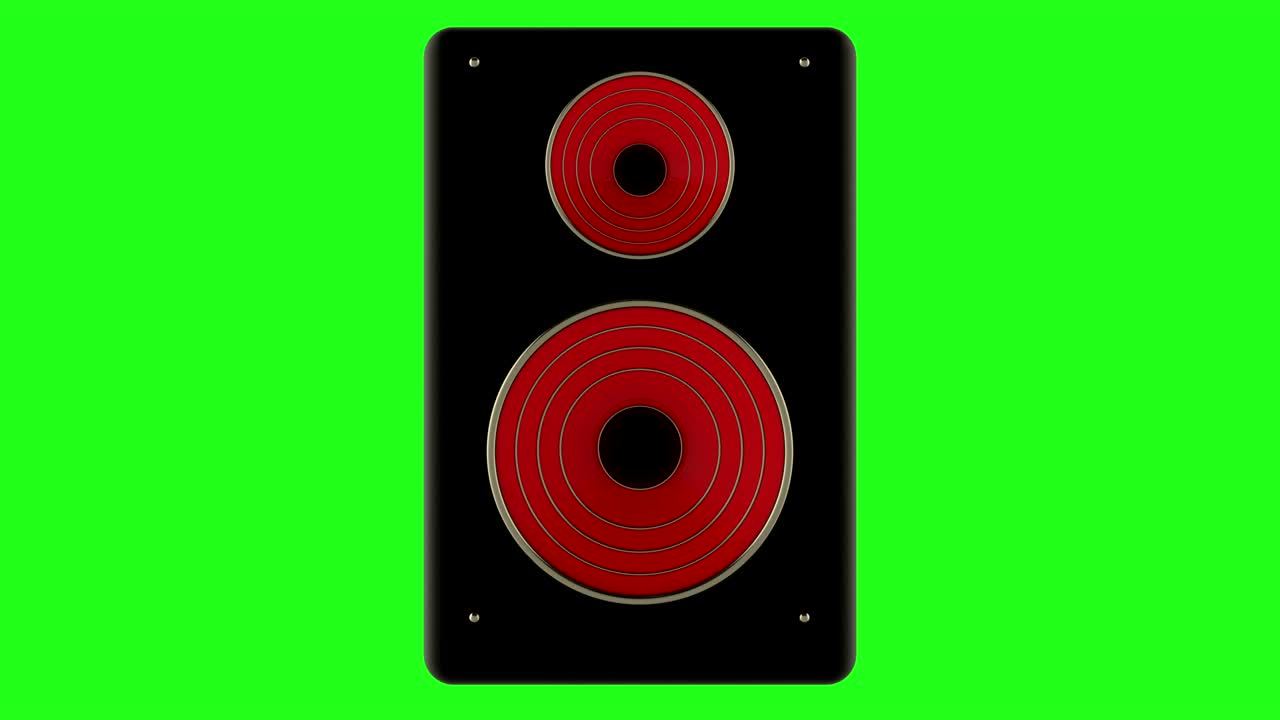 초록색 화면에 있는 스피커의 3d 애니메이션.