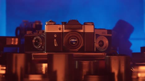 vintage cameras in a studio setting