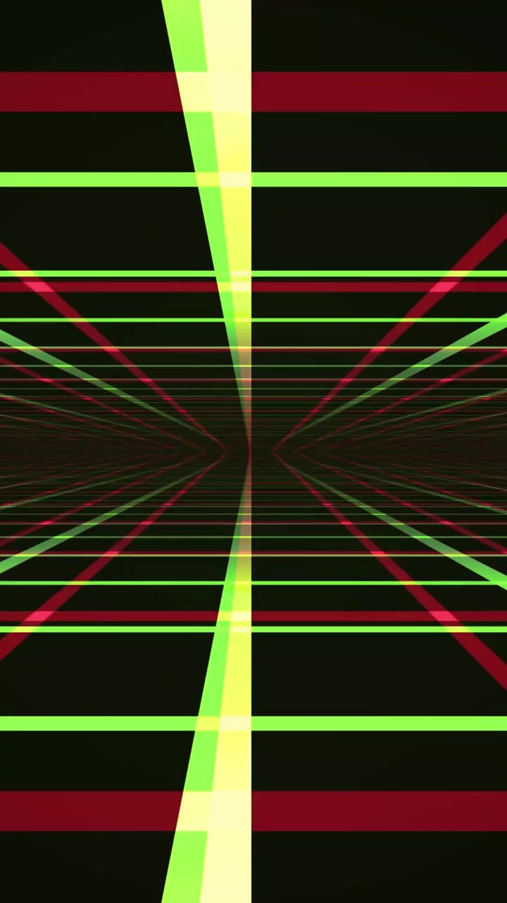 Futuristic Digital Tunnel with Glowing Red and Green Lines