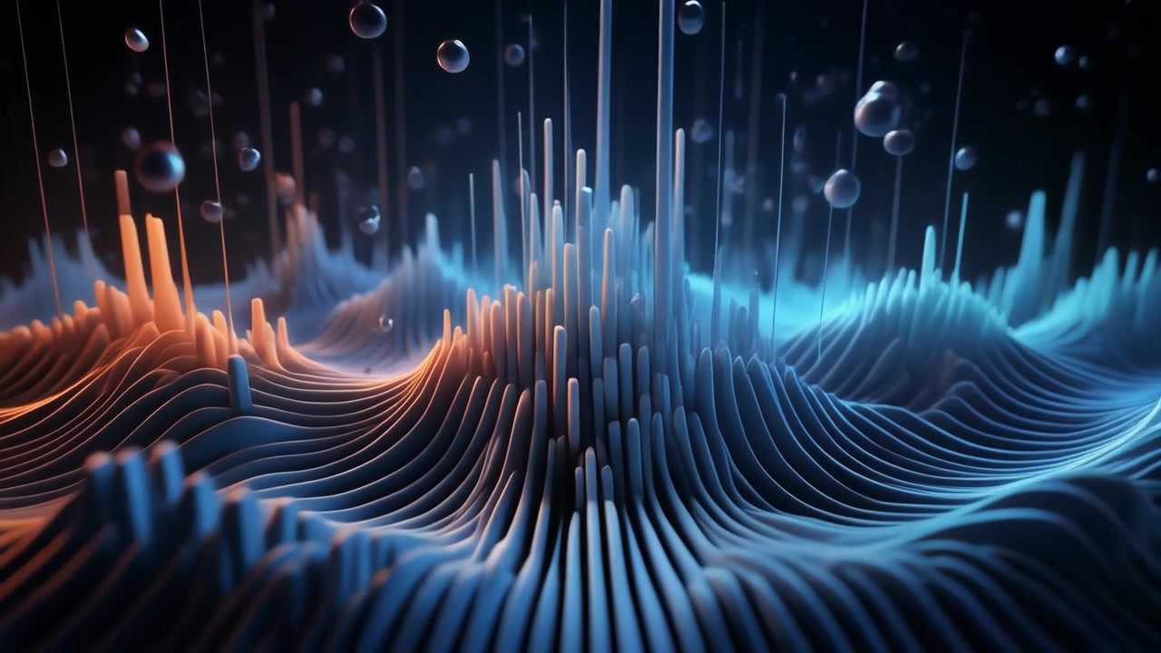 Abstract Digital Sound Wave Visualization with Floating Spheres