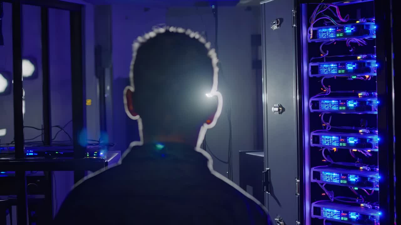 técnico en una sala de servidores