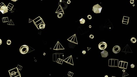 4k abstract loopable flying geometric shapes animation, black color background