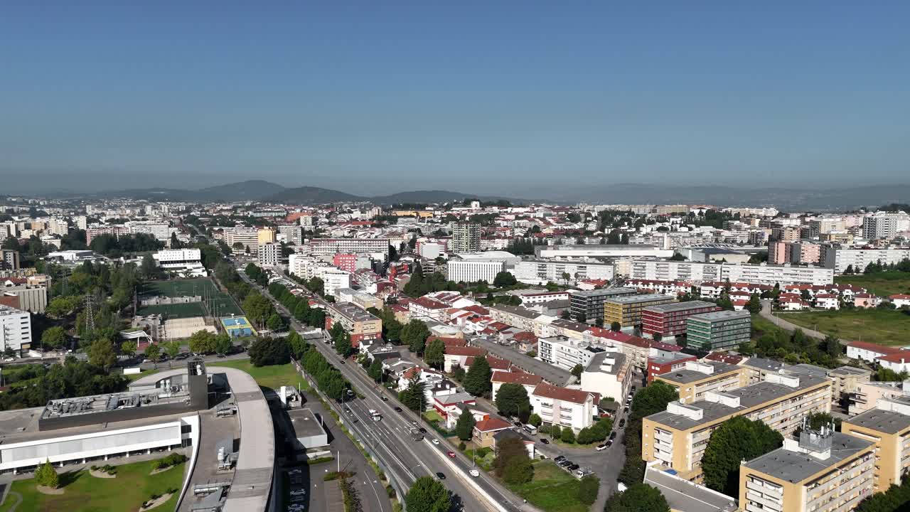 Aerial - Avenida João Paulo II, a major thoroughfare in São Victor, Braga, showcasing urban development.
