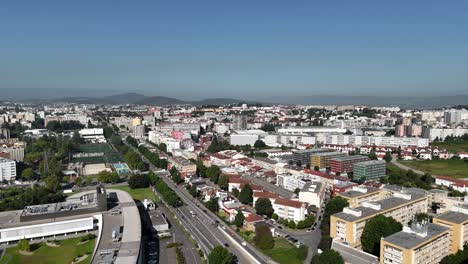 aerial - avenida joão paulo ii, a major thoroughfare in são victor, braga, showcasing urban development.