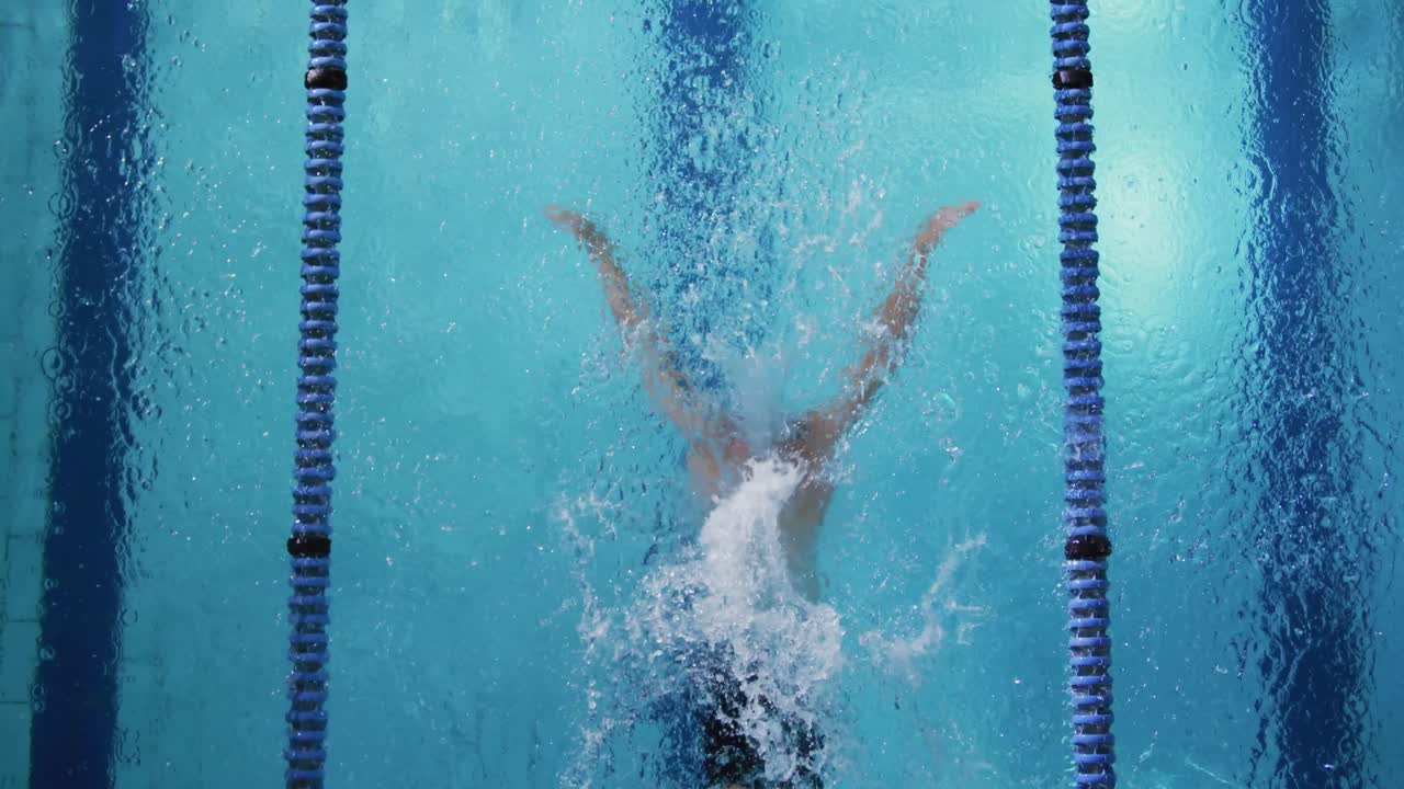 Swimmer training in a swimming pool