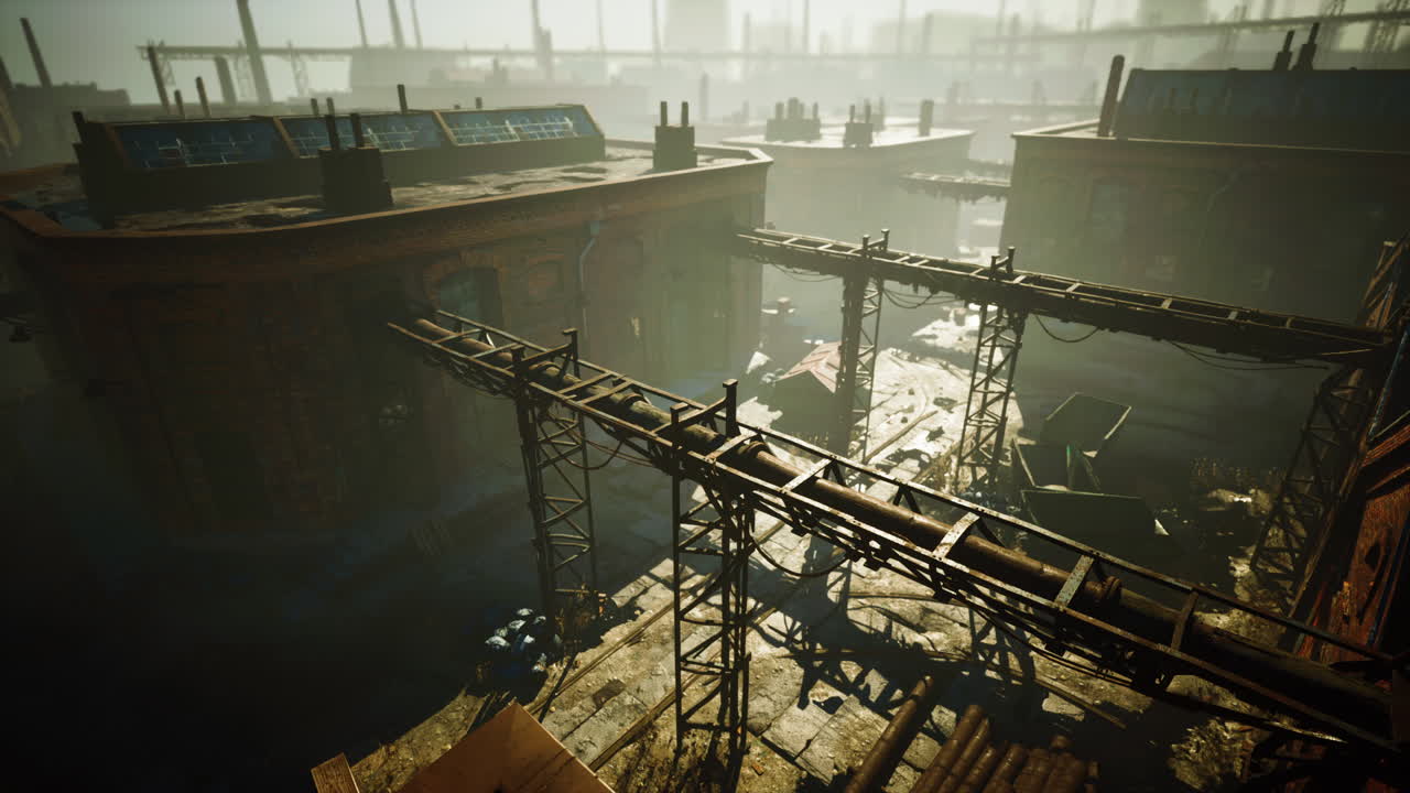 녹은 철 구조물 을 가진 버려진  ⁇ 은 건물