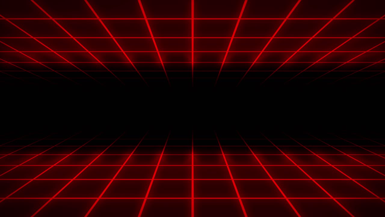 cuadrícula de neón animación 3d túnel portal iluminación líneas brillantes brillantes fondo bucle sin costuras ilusión espacio fondo formas efecto visual color rojo