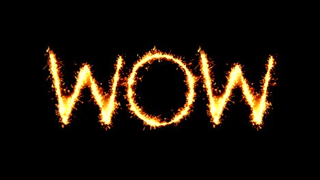 wow text sparkler glitter sparks firework loop animation