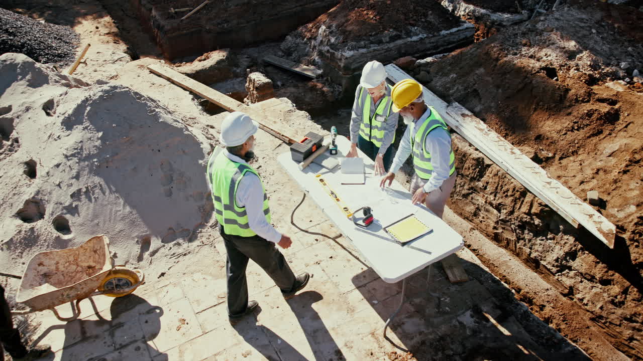 Construction Workers Collaborating on a Building Project
