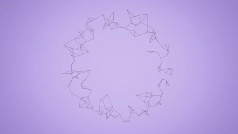 animation of circle network connections rotating on lilac background