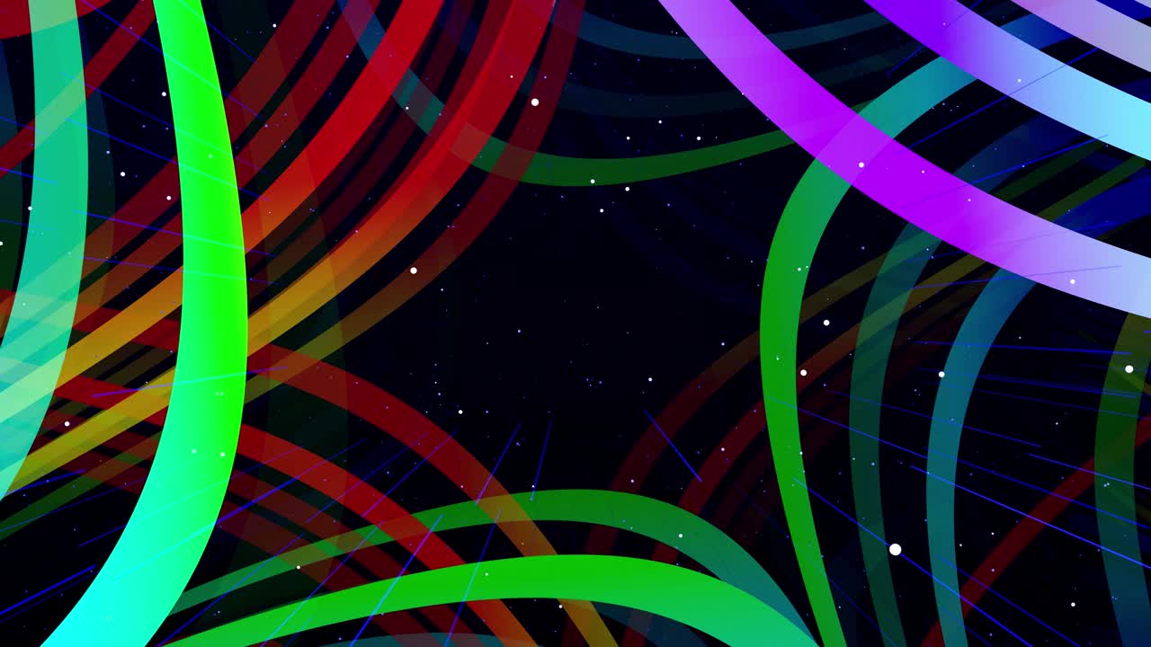 movimiento gráfico abstracto colorido en bucle bg arte moderno, volar en el espacio artístico, estructura multicapa con patrón, partículas de brillo y líneas. textura ornamental color gradiente arco iris. diseño de movimiento vj bucle.