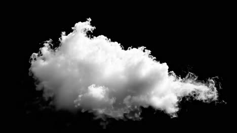 isolated fluffy cloud on black animation isolated asset, transparent 4k video, alpha channel, prores