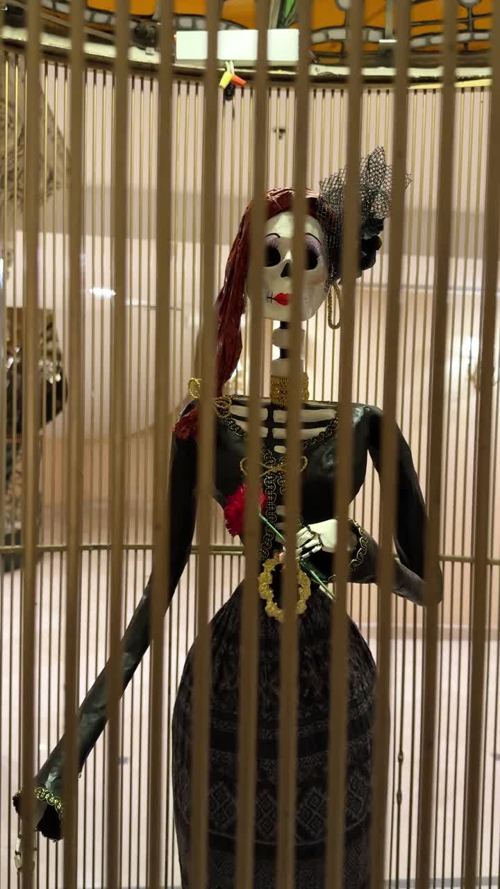 Caged Catrina sculpture representing Day of the Dead tradition