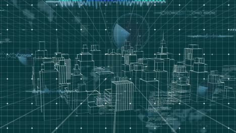 animación del procesamiento de datos sobre la ciudad
