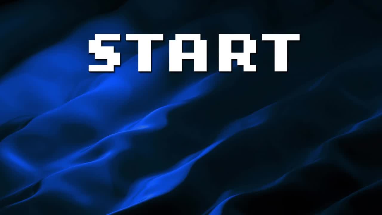 animación del texto de inicio sobre un fondo líquido azul
