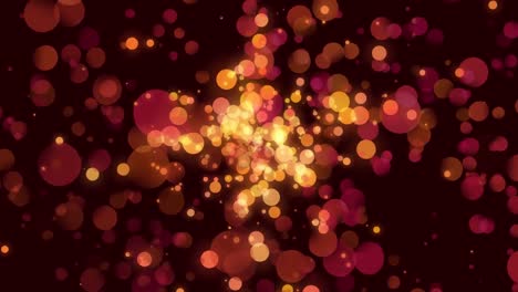 animation of white glowing gold spots of lights over pink spots in background