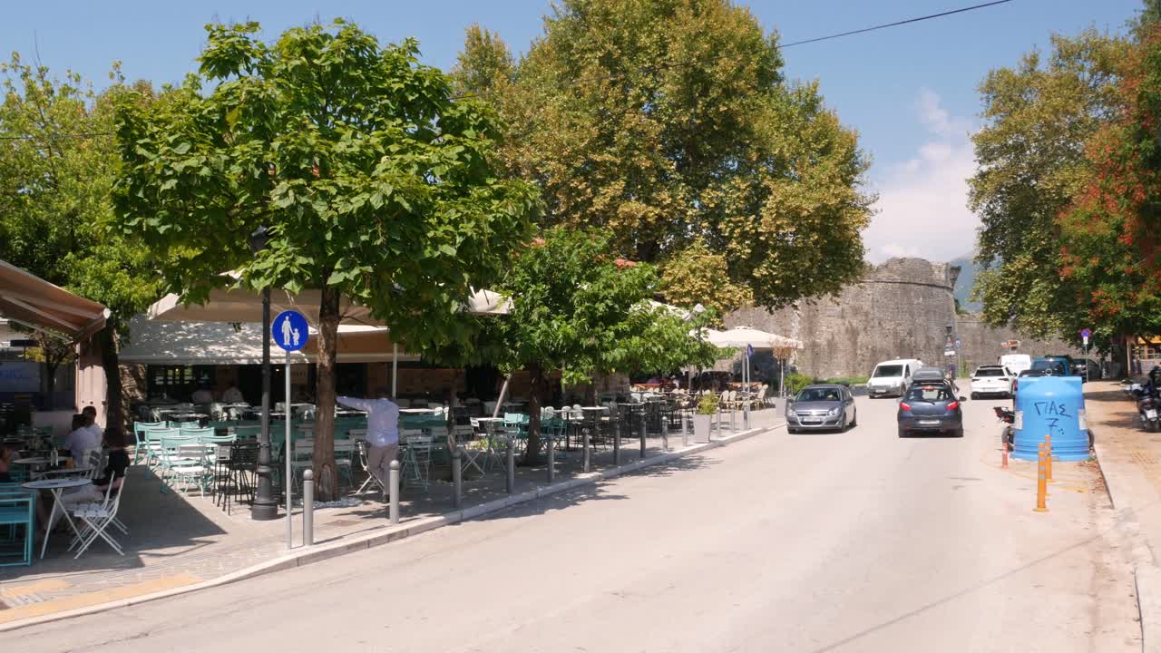 Bar terraces next to the ramparts on a sunny day