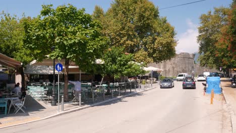 bar terraces next to the ramparts on a sunny day