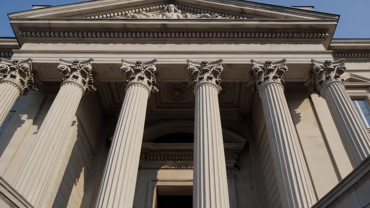 Low Angle View of a Classical Building Facade
