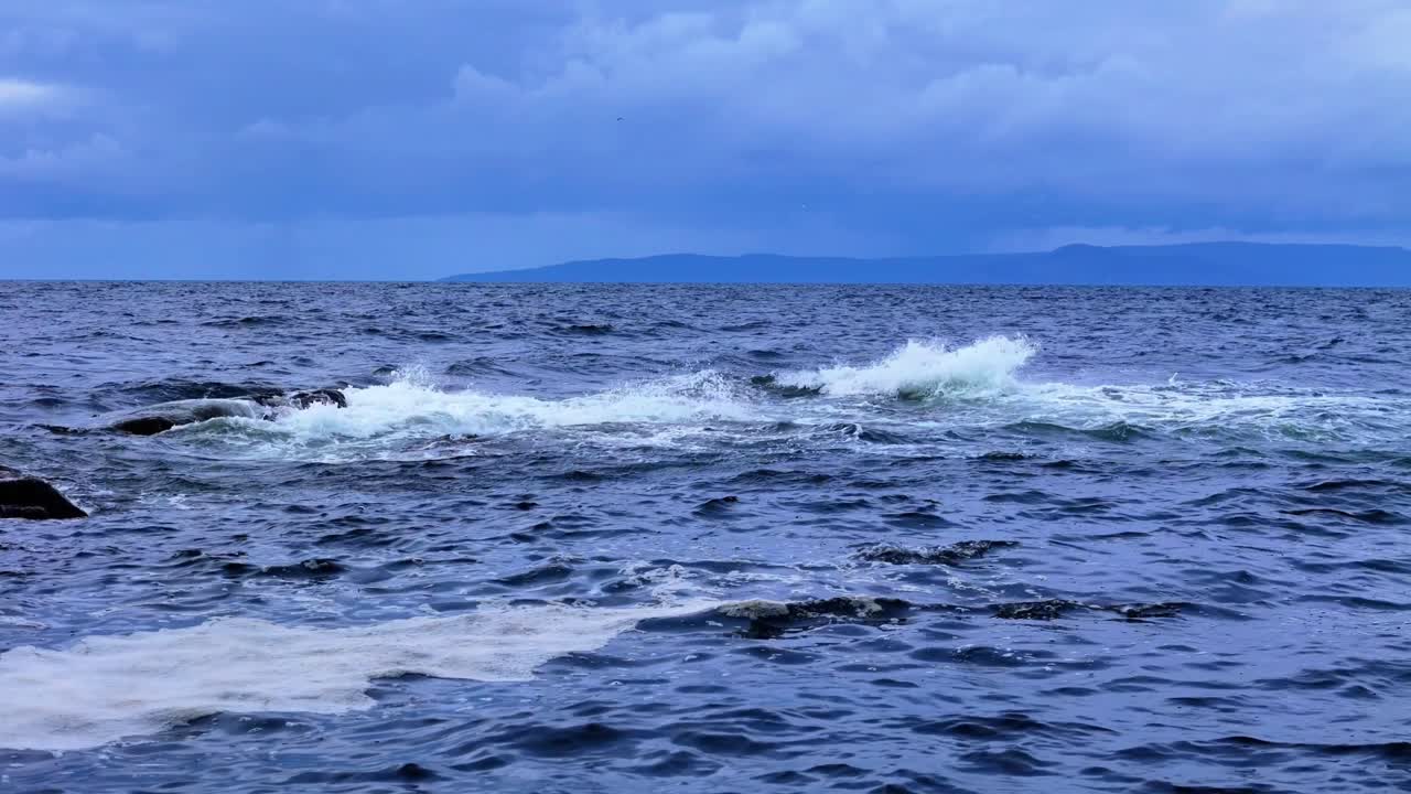 Aerial, Slow Water Motion Scenery, Dramatic Wild Nature, Weather Impact