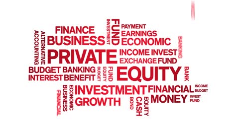 4k private equity animated tag word cloud,text design animation seamless loop.