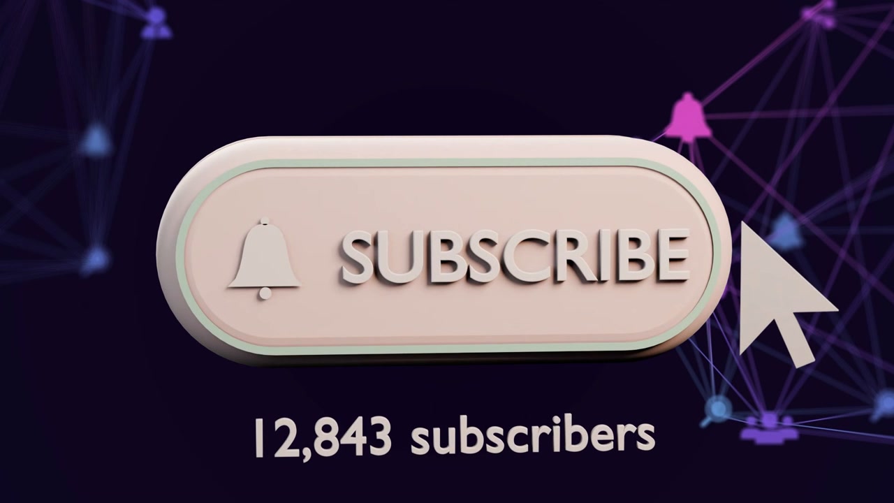 Subscribe button growing, tinting green as cursor entering right and clicking, updating subs