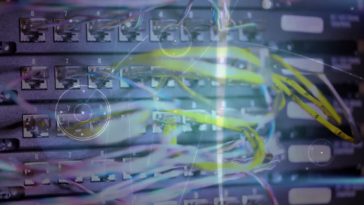 animación de la red de conexiones a través del hardware del servidor informático