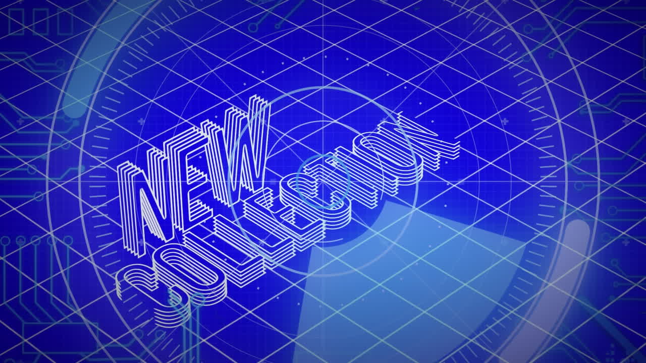 파란색 배경에 새로운 컬렉션의 애니메이션