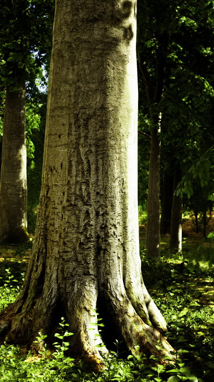 Majestic tree in a vibrant forest during bright daytime