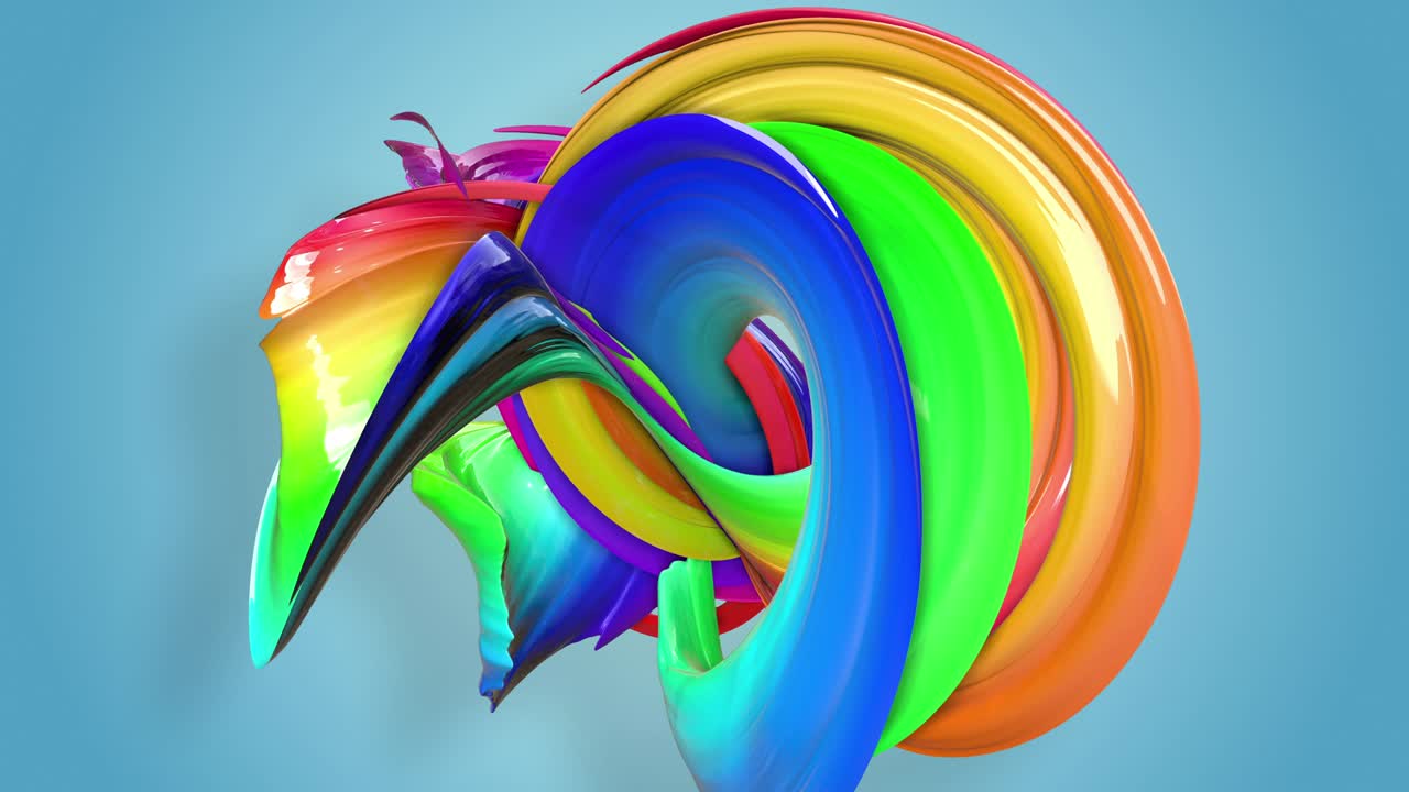 Abstract seamless background with multicolored ribbons. Rainbow stripes are moving in a circle and twisting. 17
