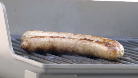 sabroso primer plano de deliciosas salchichas a la parrilla, barbacoa