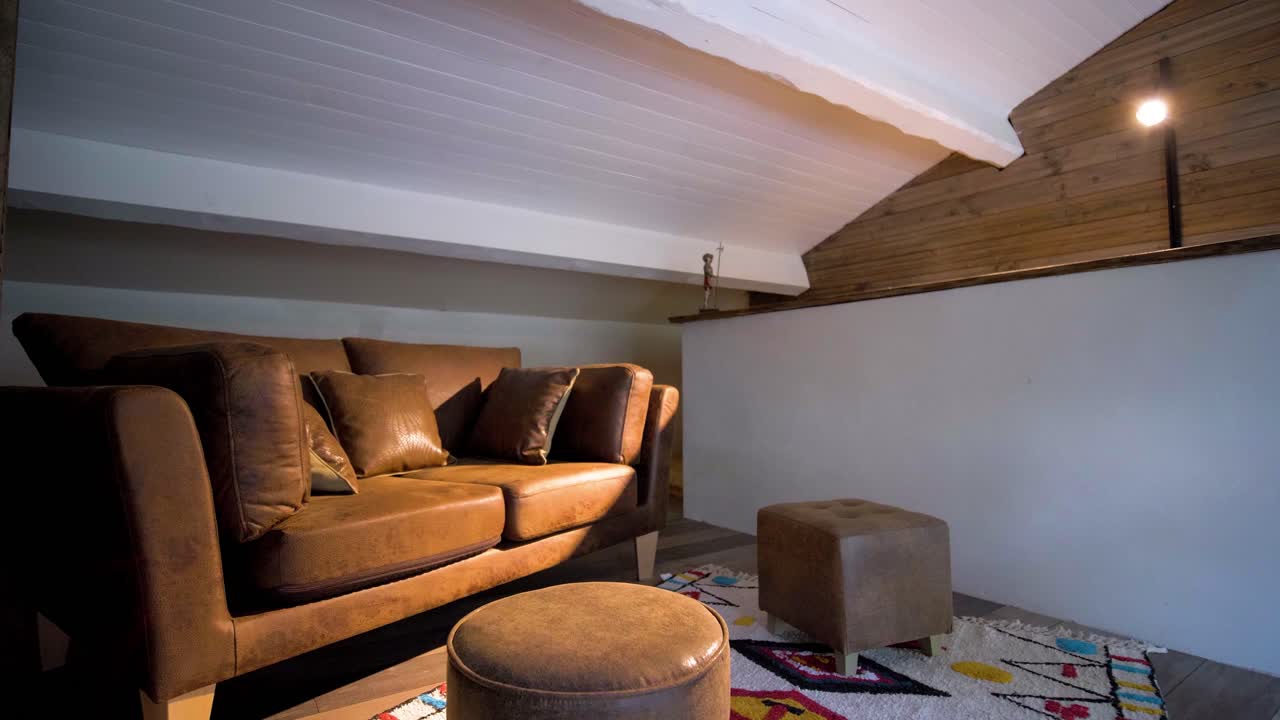 Stylish indoor living room area in a house at Maison Vias, France. The elegant design combines modern aesthetics with comfort, creating a sophisticated and inviting home environment.