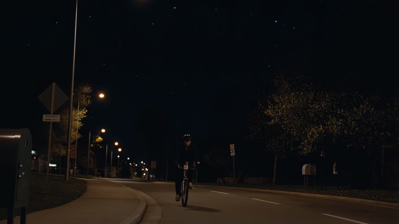 Night Cycling Under a Starry Sky