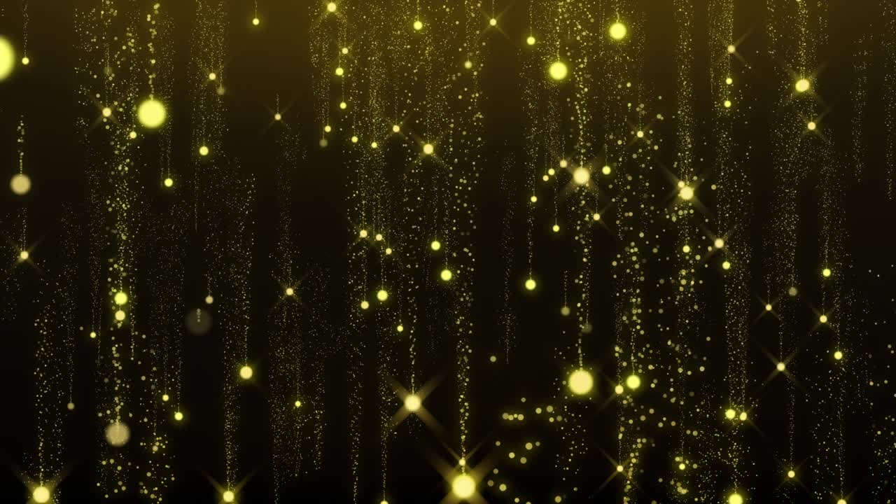 추상적인 금, 마법, 빛, 흔적, 입자, 먼지, 반이는 배경 카메라, 반는 별을 날아다니는 것.