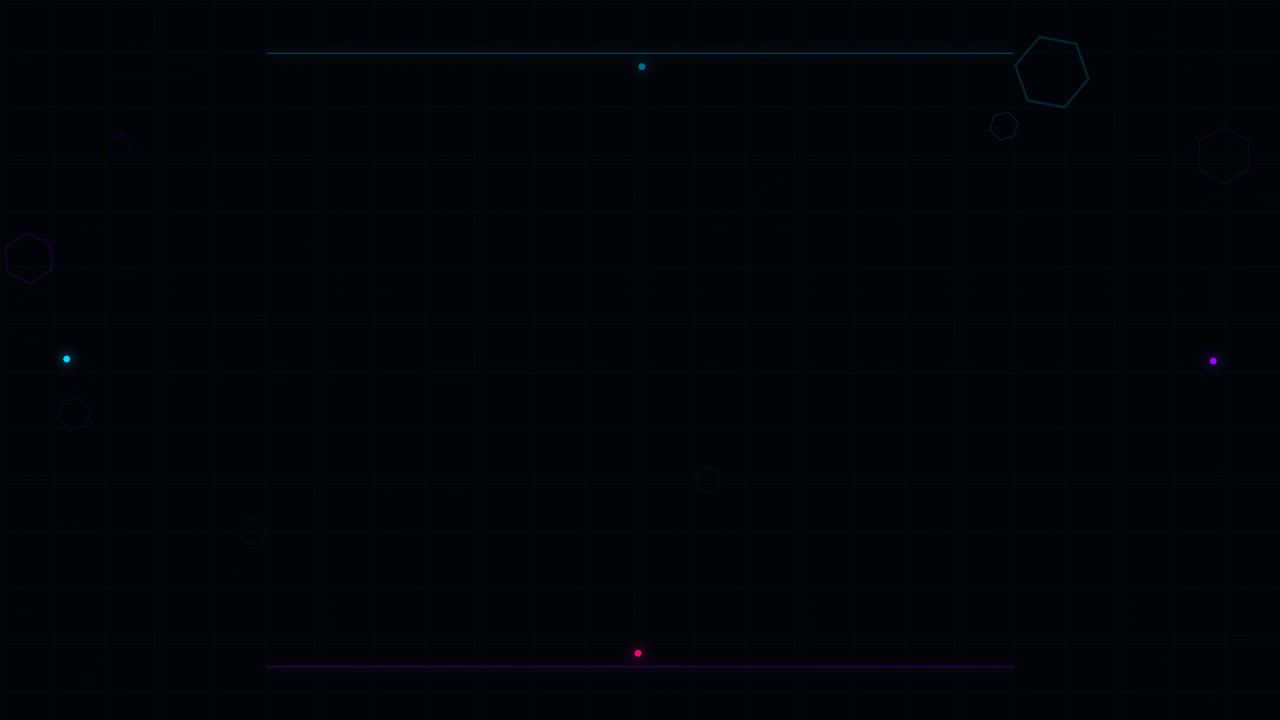 Abstract Digital HUD Interface with Floating Hexagons and Neon Lines