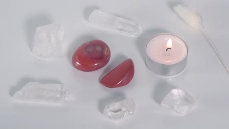 red jasper and clear quartz gemstones
