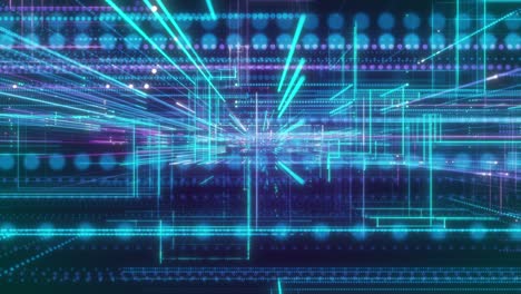 ciberespacio digital con partículas y grandes conexiones de red de flujo de datos video en bucle