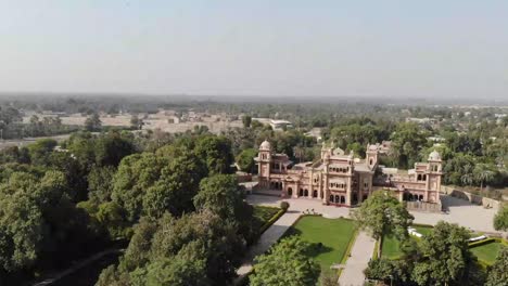 aerial shot of faiz mahal palace in khairpur in pakistan