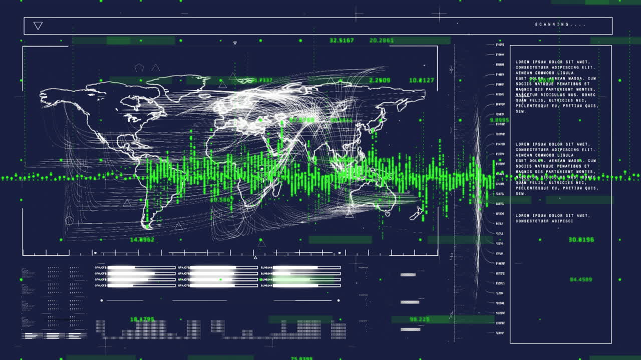 어두운 배경에서 데이터 처리의 애니메이션