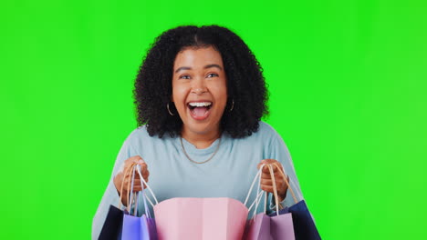 Happy,-woman-portrait-and-on-green-screen