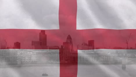 Animation-of-flag-of-england-over-cityscape