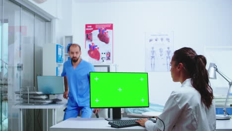 Nurse-in-blue-uniform-leaving-hospital-cabinet