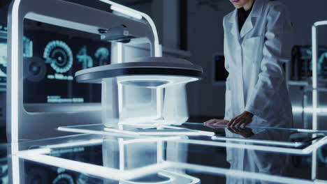 woman scientist in a futuristic medical lab