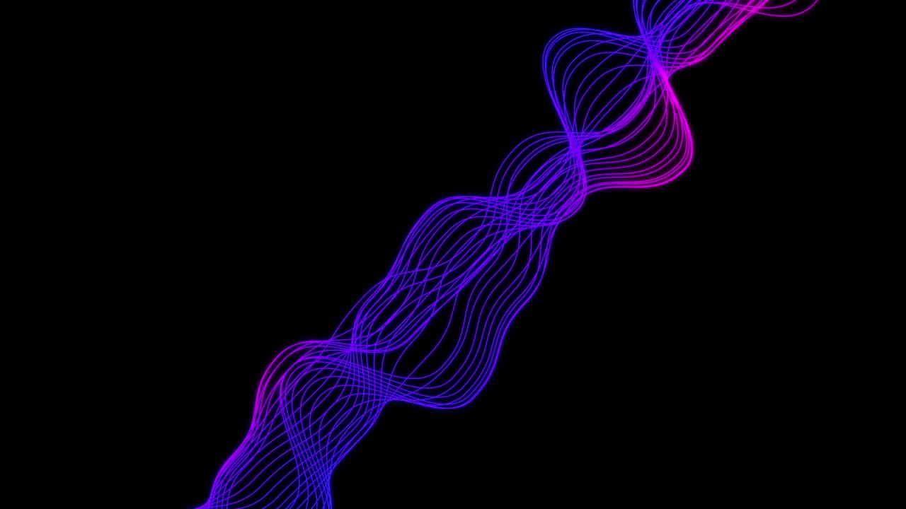 Linee ondulate astratte con sfumatura di colore in movimento su sfondo nero