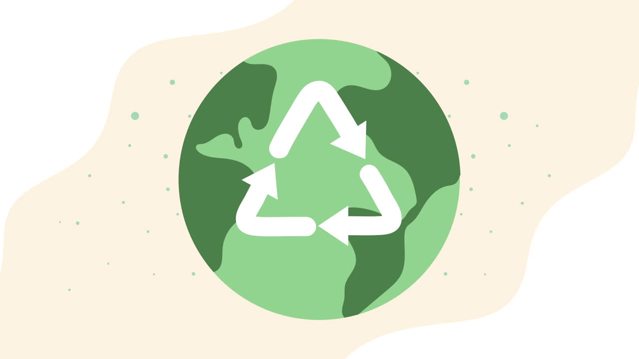 지구 행성에서 재활용 화살표와 함께 생태학 애니메이션