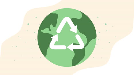 ecology animation with recycle arrows in earth planet